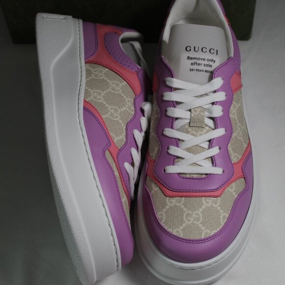 NWB Gucci Dali Soft GG Supreme Sneaker Sneakers Pink Purple Flats 41 670408 - Picture 1 of 8